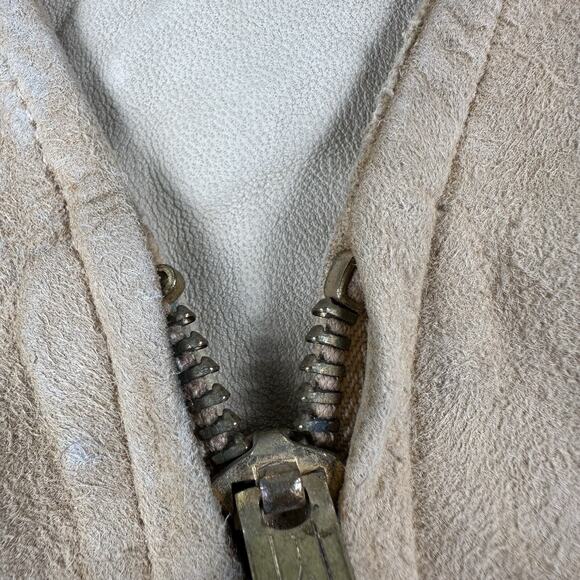 Vintage 40s Briar Club Suede Vest Small Brown Leather Talon Zip Hunting Workwear - Picture 9 of 16